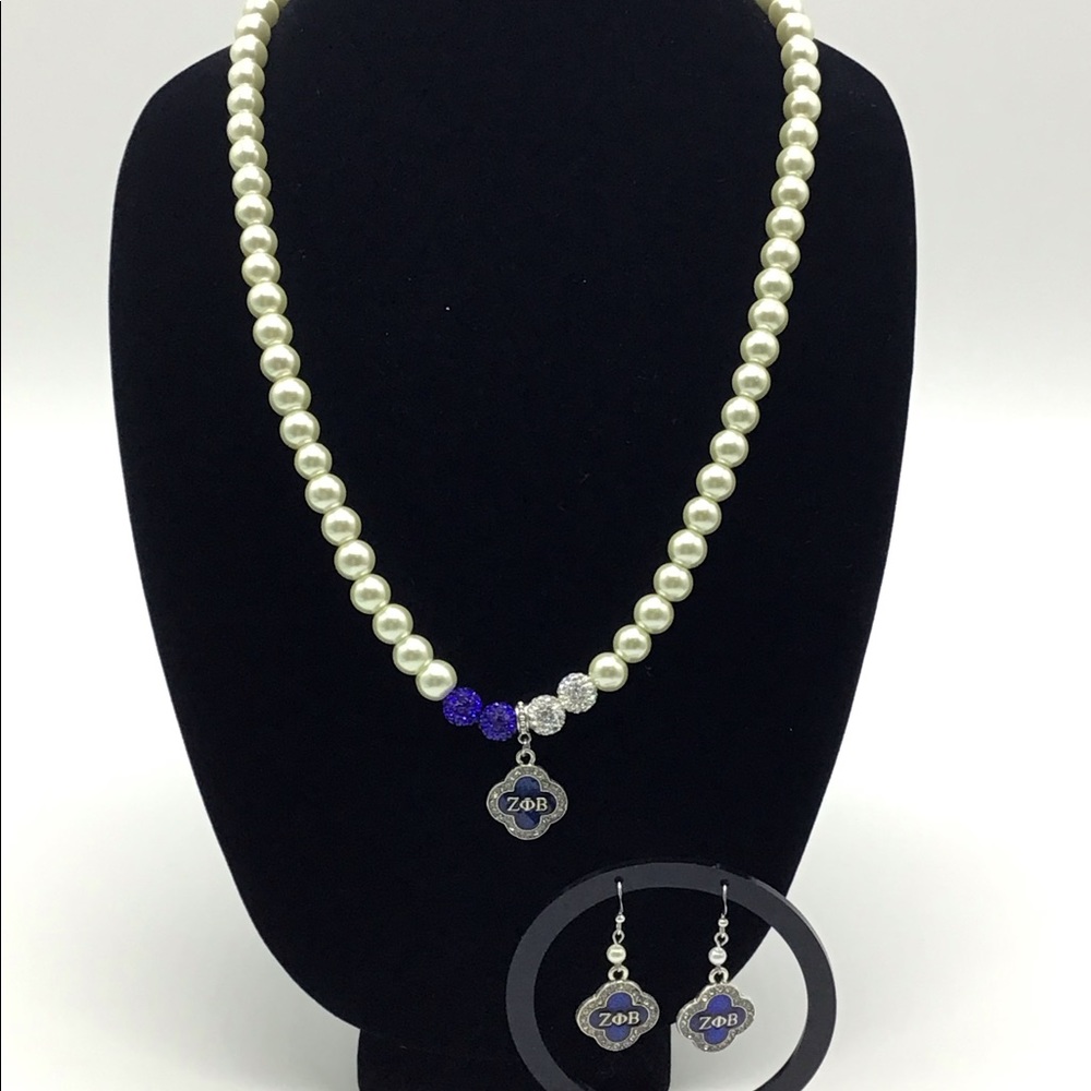 Zeta Phi Beta Necklace and Earring Set - Picture 4 of 9